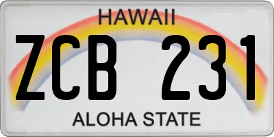 HI license plate ZCB231