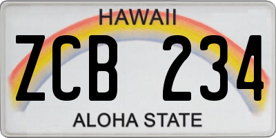 HI license plate ZCB234