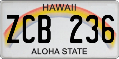 HI license plate ZCB236