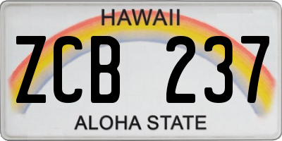 HI license plate ZCB237