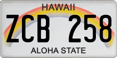 HI license plate ZCB258