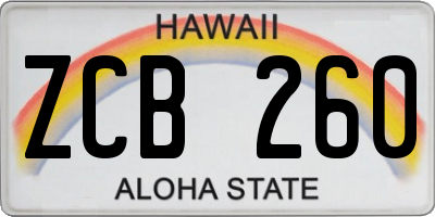 HI license plate ZCB260