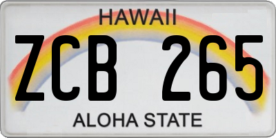 HI license plate ZCB265