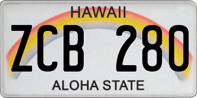 HI license plate ZCB280