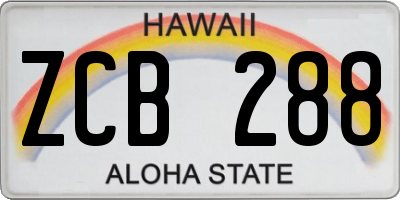 HI license plate ZCB288