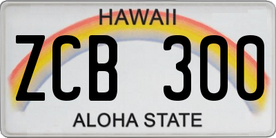 HI license plate ZCB300
