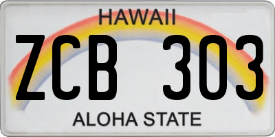 HI license plate ZCB303
