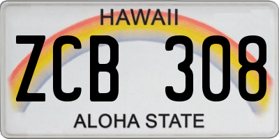 HI license plate ZCB308