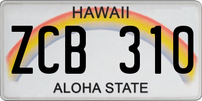 HI license plate ZCB310