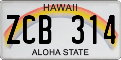 HI license plate ZCB314