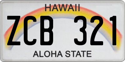 HI license plate ZCB321