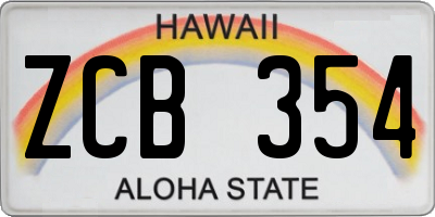 HI license plate ZCB354