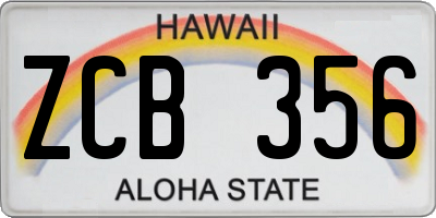 HI license plate ZCB356