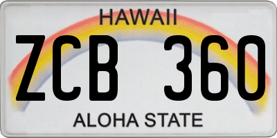 HI license plate ZCB360