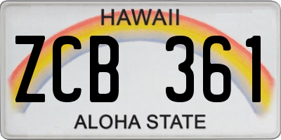 HI license plate ZCB361