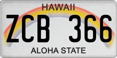 HI license plate ZCB366