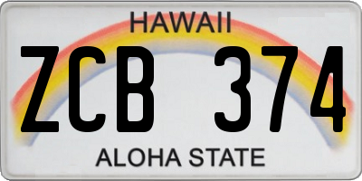 HI license plate ZCB374