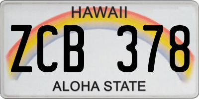 HI license plate ZCB378