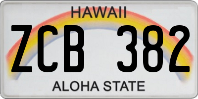 HI license plate ZCB382