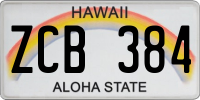 HI license plate ZCB384