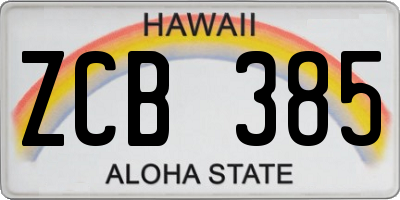 HI license plate ZCB385