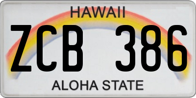 HI license plate ZCB386