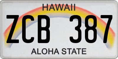 HI license plate ZCB387