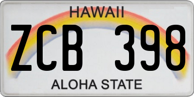 HI license plate ZCB398