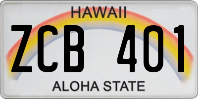 HI license plate ZCB401