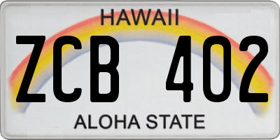 HI license plate ZCB402