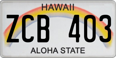 HI license plate ZCB403