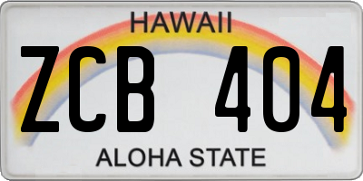 HI license plate ZCB404