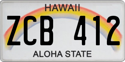 HI license plate ZCB412