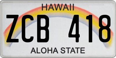 HI license plate ZCB418
