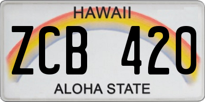 HI license plate ZCB420