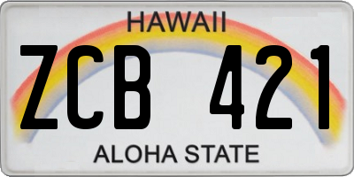 HI license plate ZCB421