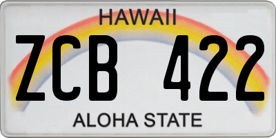 HI license plate ZCB422