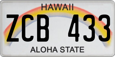 HI license plate ZCB433