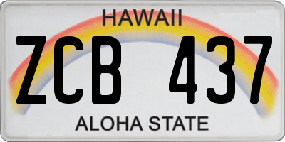 HI license plate ZCB437
