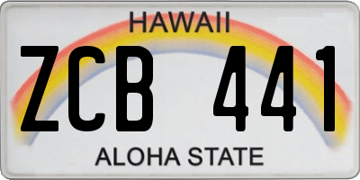 HI license plate ZCB441