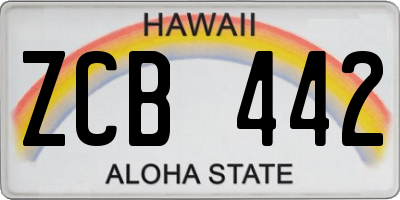 HI license plate ZCB442
