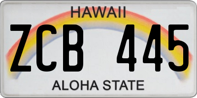 HI license plate ZCB445