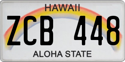 HI license plate ZCB448