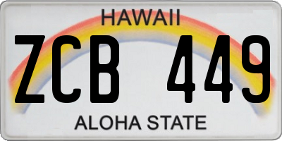 HI license plate ZCB449