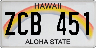 HI license plate ZCB451