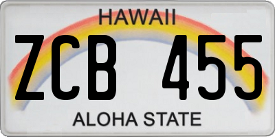 HI license plate ZCB455