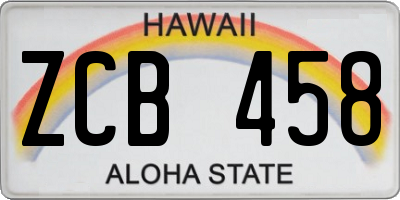 HI license plate ZCB458