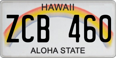 HI license plate ZCB460