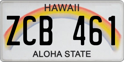 HI license plate ZCB461