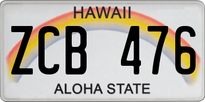 HI license plate ZCB476